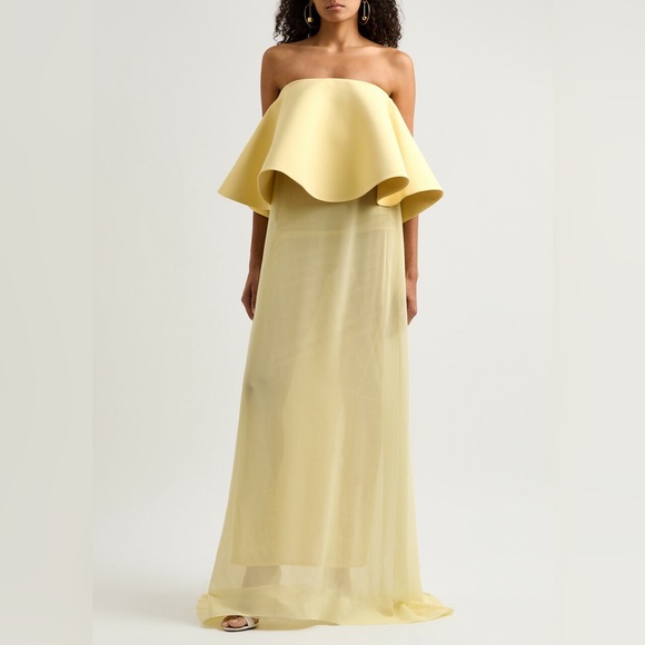 Jacquemus Dresses & Skirts - Jacquemus La Robe Vela Strapless Chiffon Gown Yellow Light